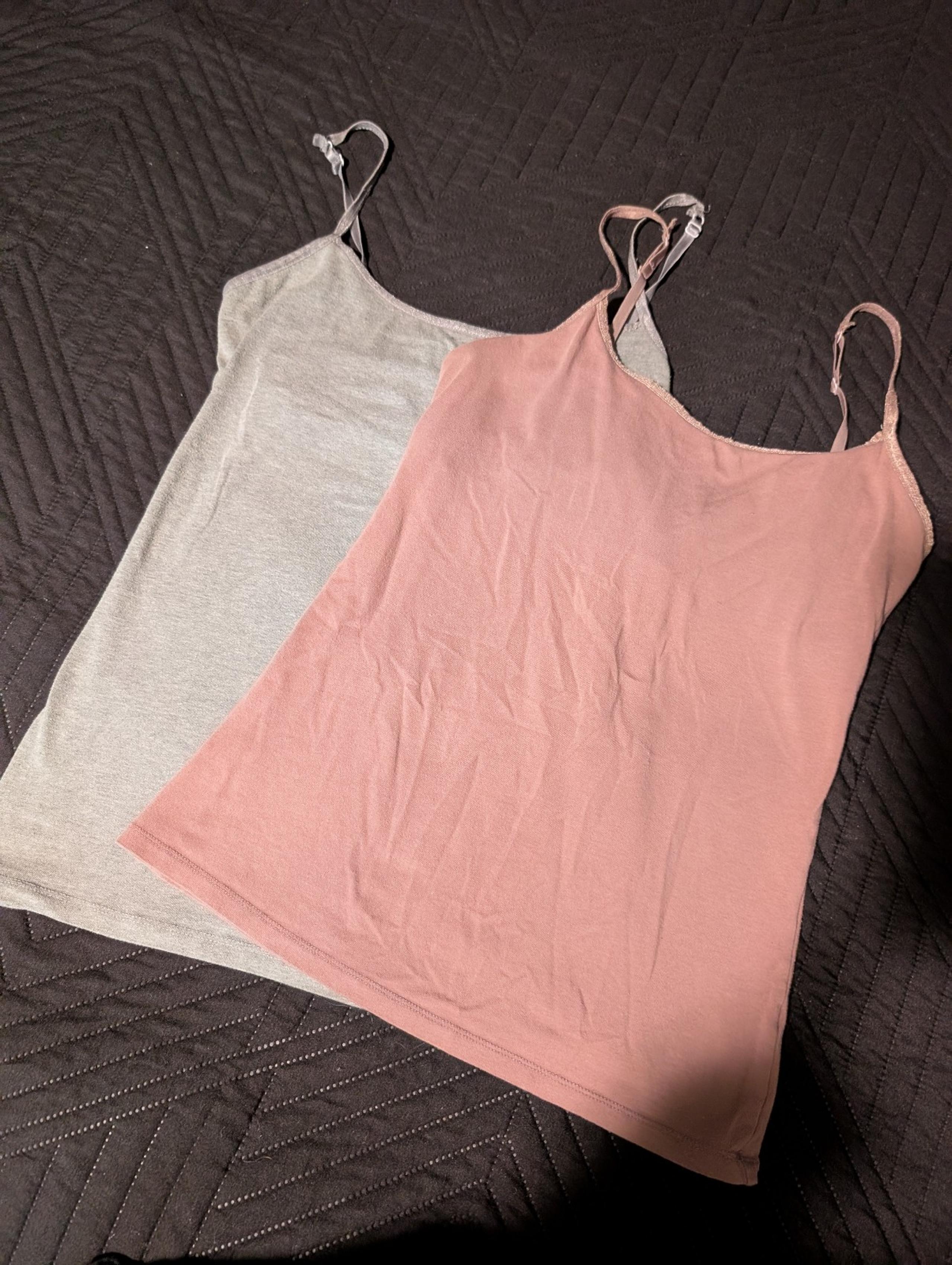 Womens M SO Adjustable Strap Camisole Tank Top Bundle Gray Pink Inner Bra Lining