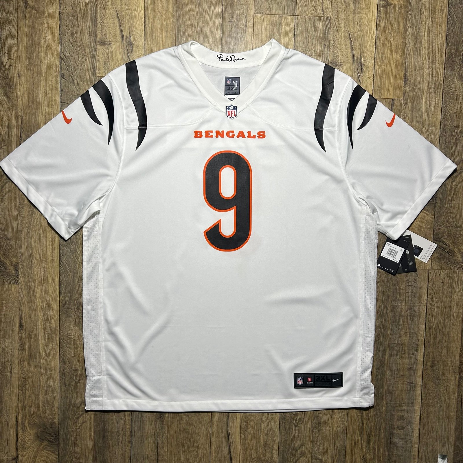 Cincinnati Bengals #9 Joe Burrow Nike NFL Football Jersey White Men 3XL NWT 117