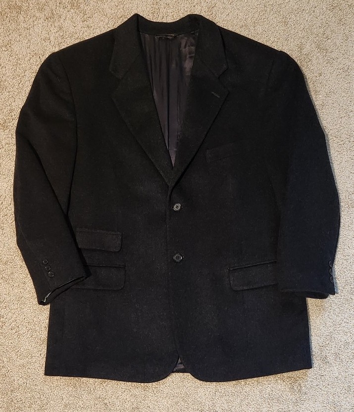 Louis Dell'Olio Mens Italian Blazer 100% Cashmere Size 43 Black
