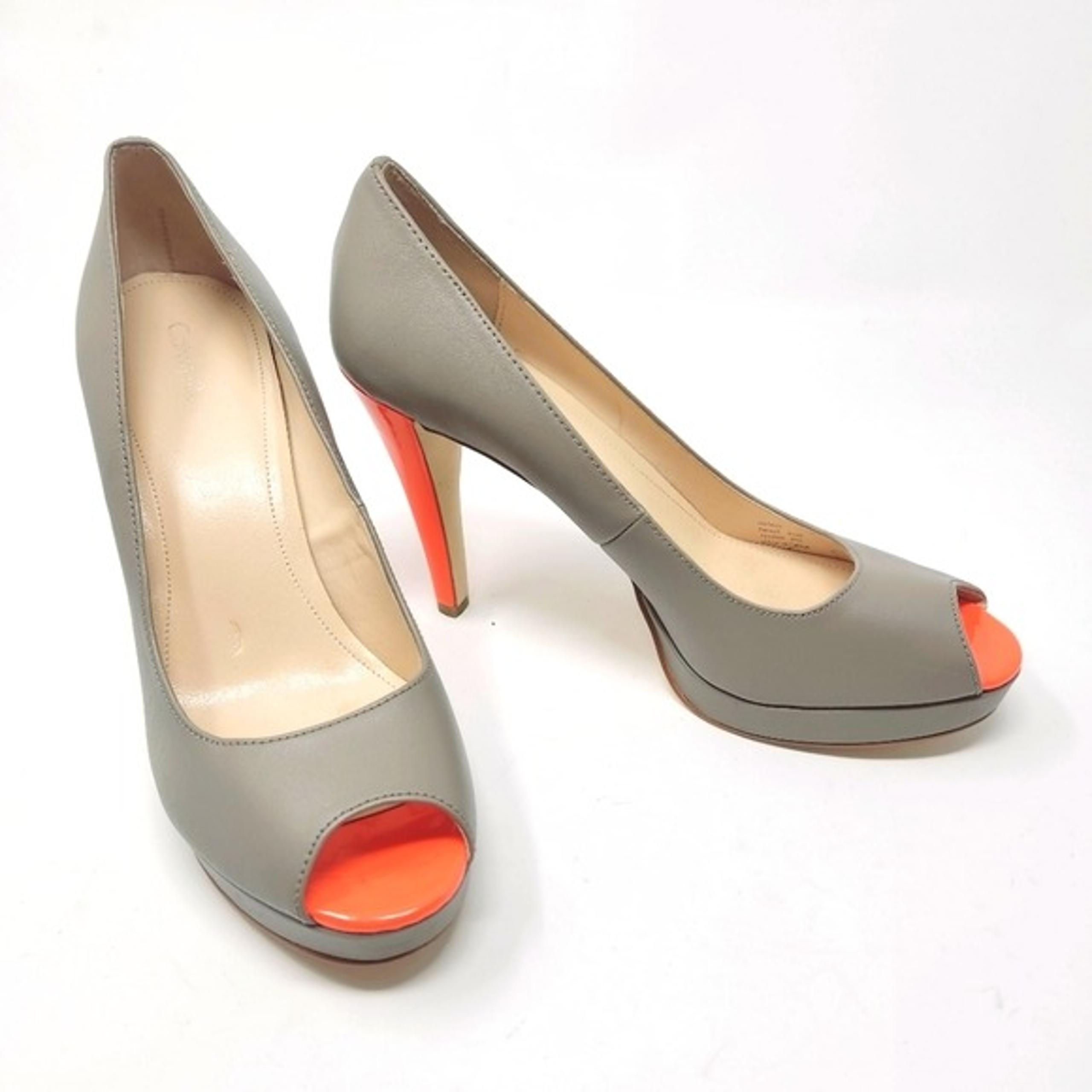 Calvin Klein Sandie Peep Toe Pumps - Grey and Orange Women's 8.5