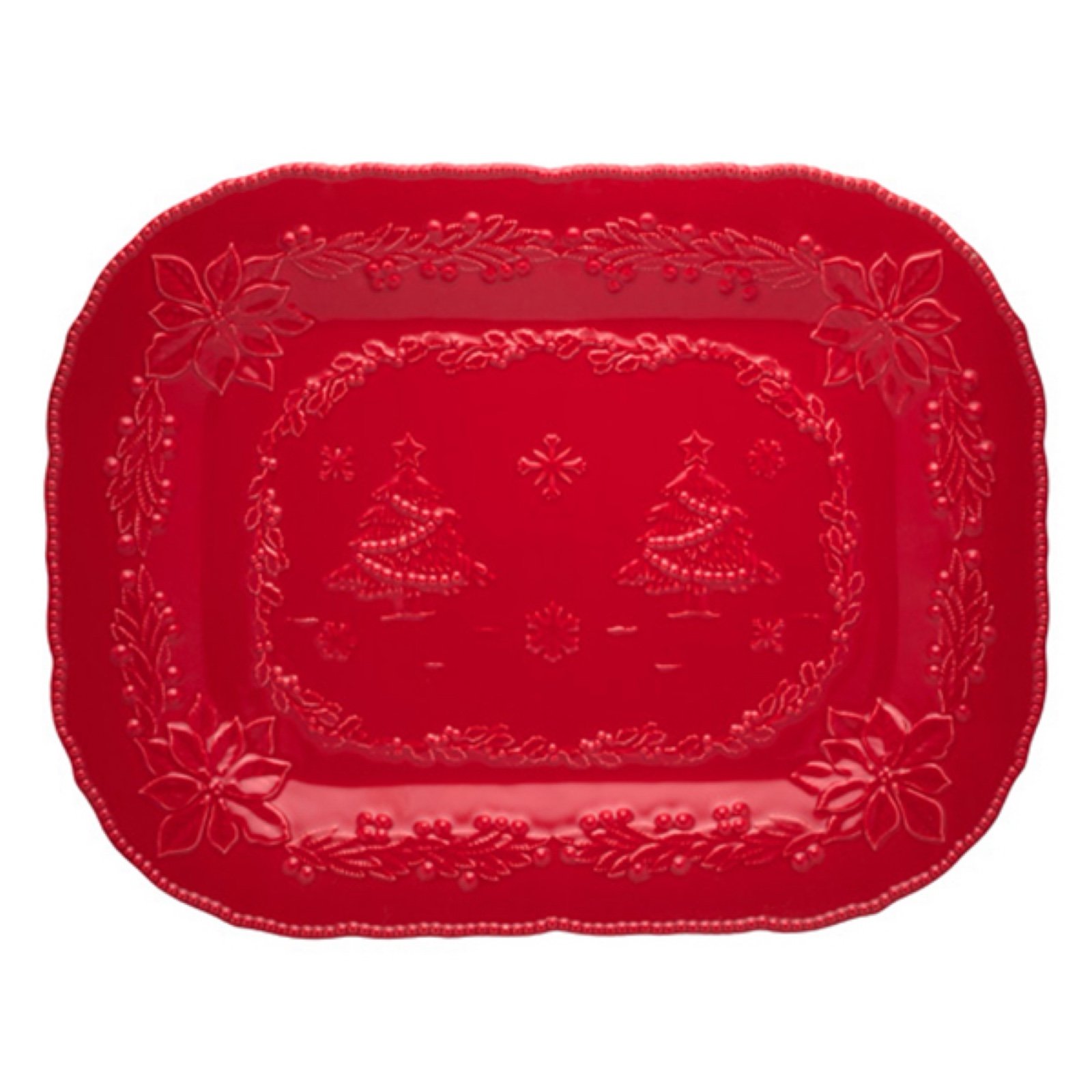 Sur La Table Bordallo Pinheiro Embossed Christmas Serving Platter 19”W x14.5 H