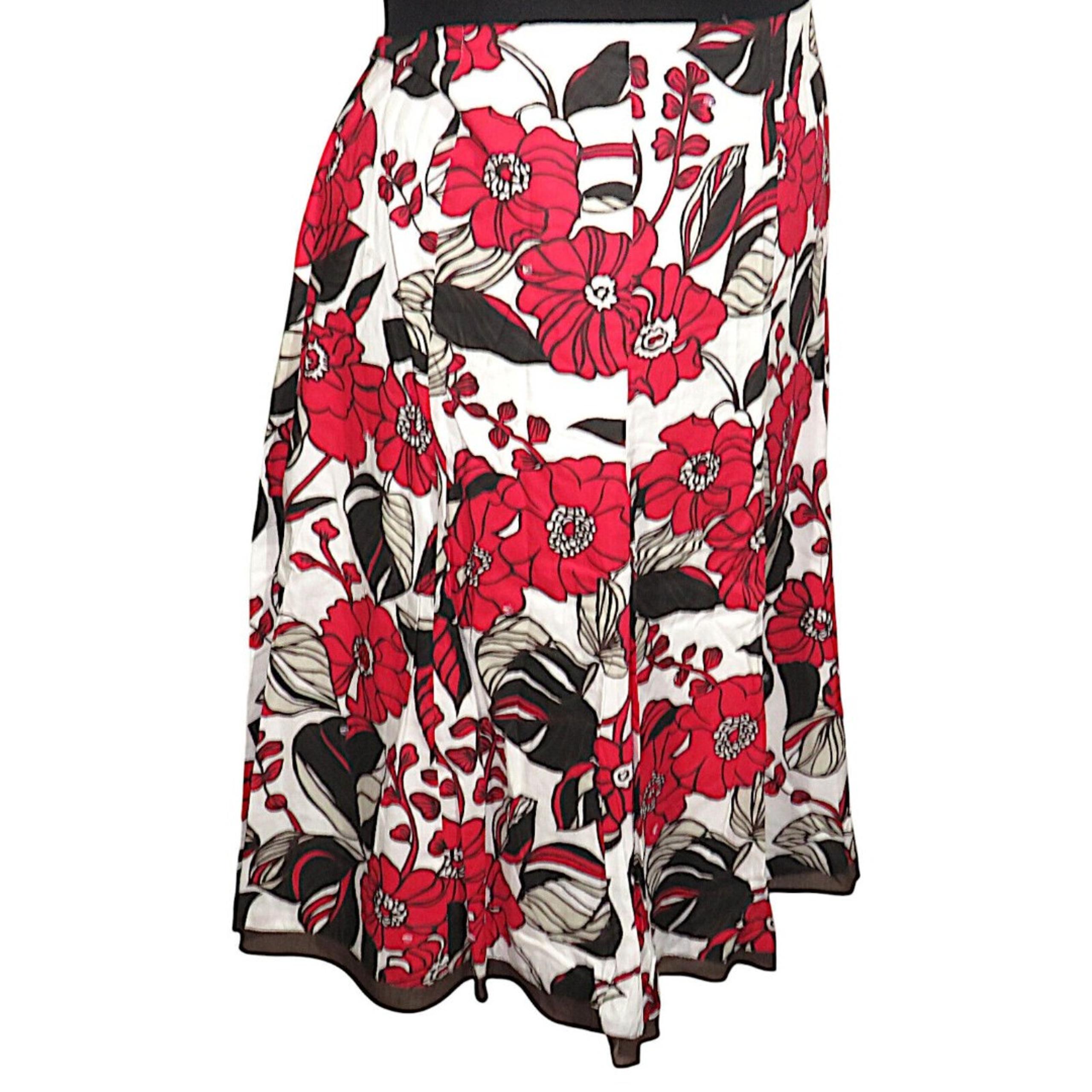 Style & Co Cotton Red Brown Multi Floral A Line Skirt Plus Size 24W