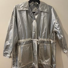 Vintage 1980s- 1990s Totes Clear Vinyl Black and White Rain Coat - L
