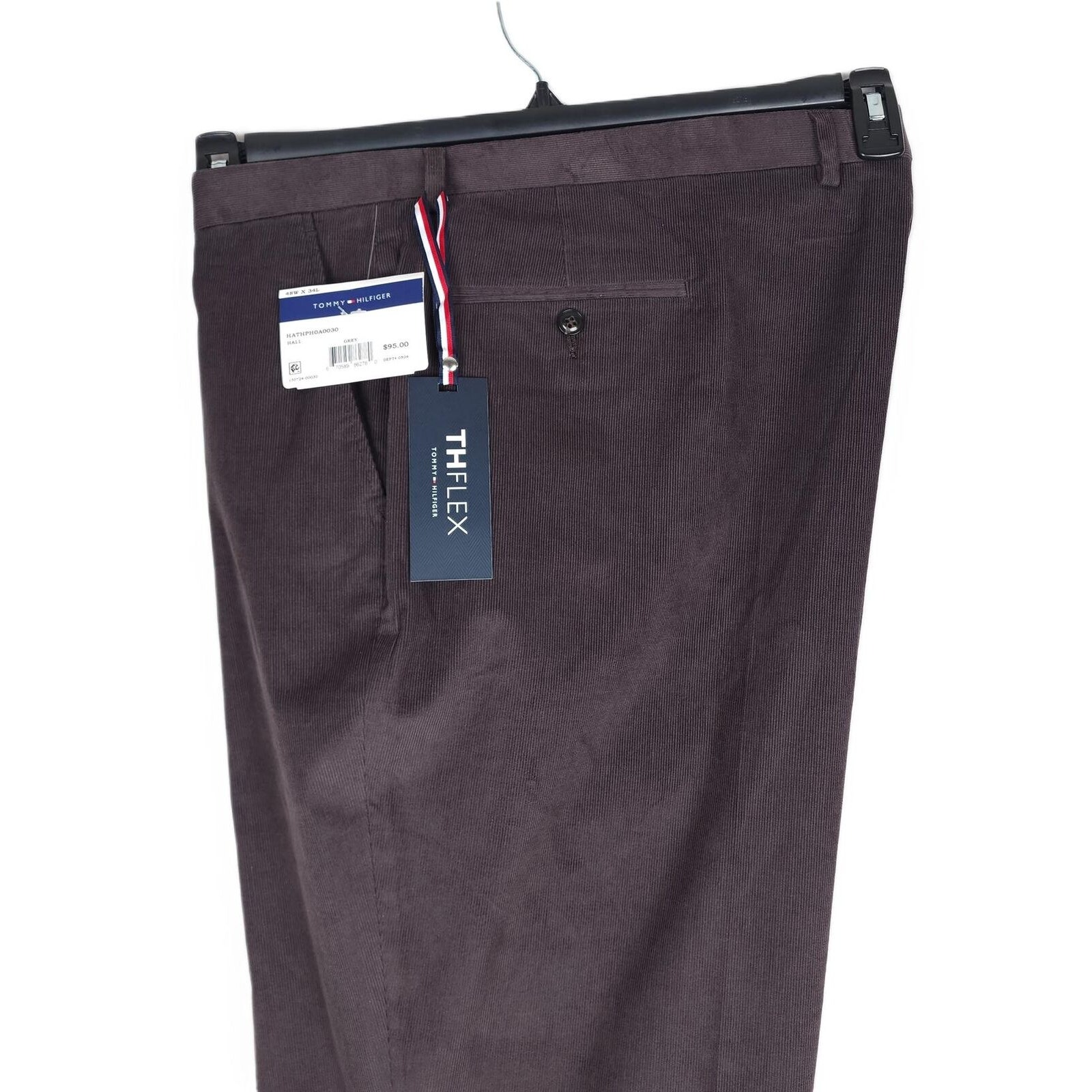 Tommy Hilfiger Men's Modern-Fit Stretch Corduroy Pants Grey 48x34 NWT