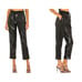 NEW ALICE + OLIVIA Liliana Vegan Leather Paperbag Pant Black Size Large