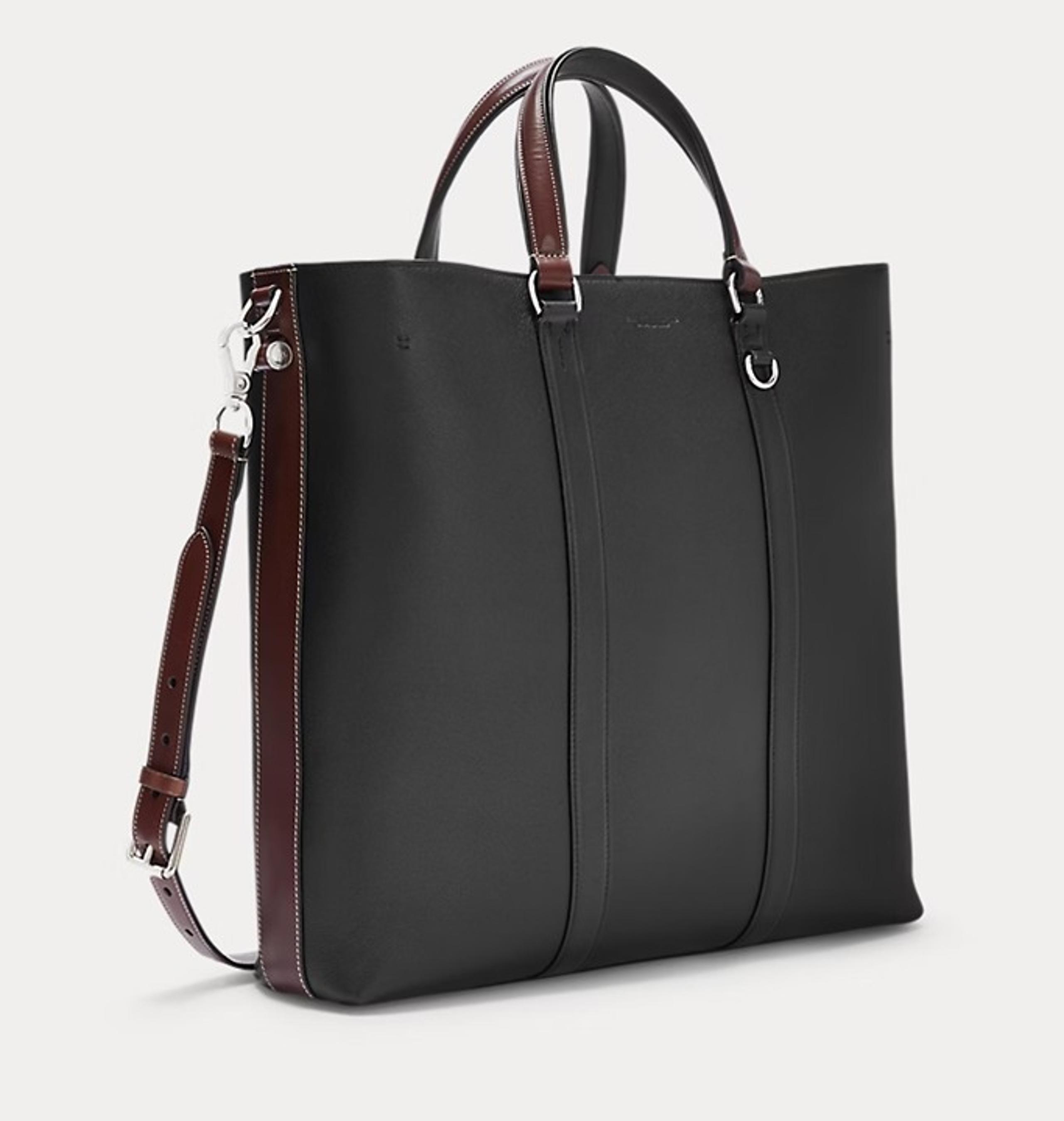 Ralph Lauren Men's Navy Blue Leather Darwin Tote, retail $2200