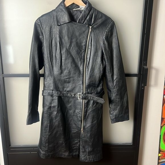 Newport News 100% Leather Trench Size 10 Vintage