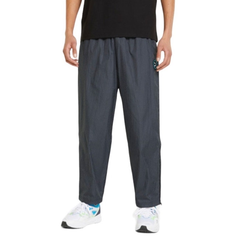 New Puma Men Black Woven Grip Pattern Retro Ripstop Rain and Wind Proof Pants