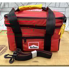 Marlboro Red Cooler Bag Zipper Closure Adjustable Strap Front Pocket Size 7 5/8