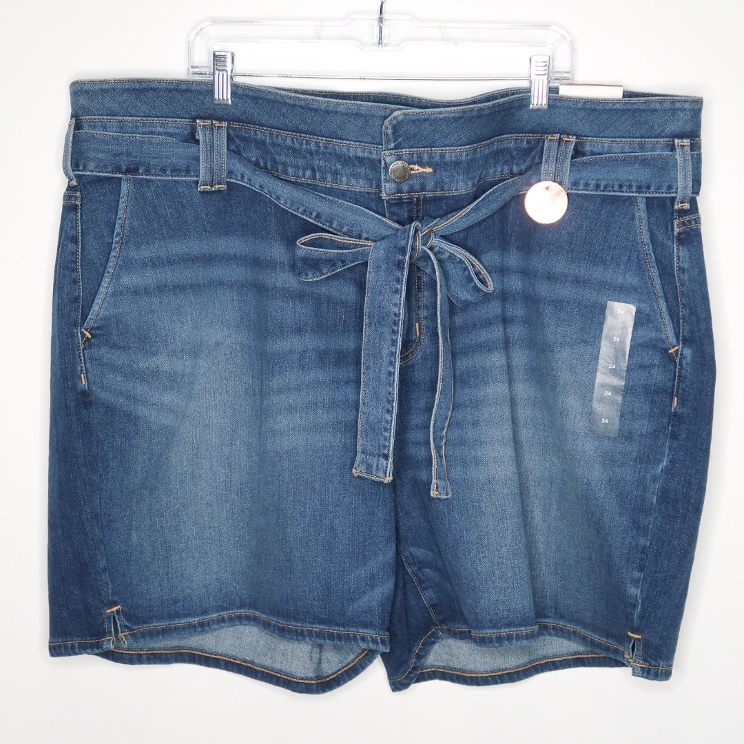 Lane Bryant Womens Jean Shorts Plus Size 24 Blue Mid-Rise Girlfriend Flex Waist
