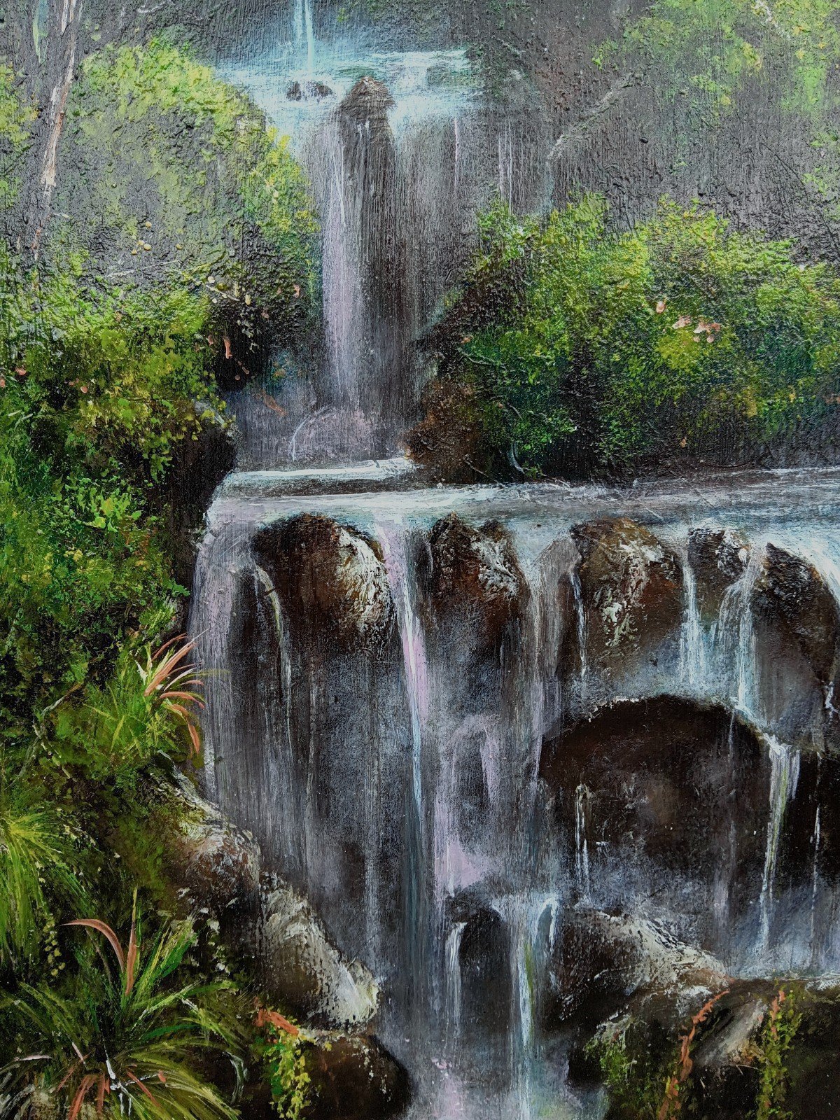 oil painting on fabric Waterfall in the insular Caribbean 2024.