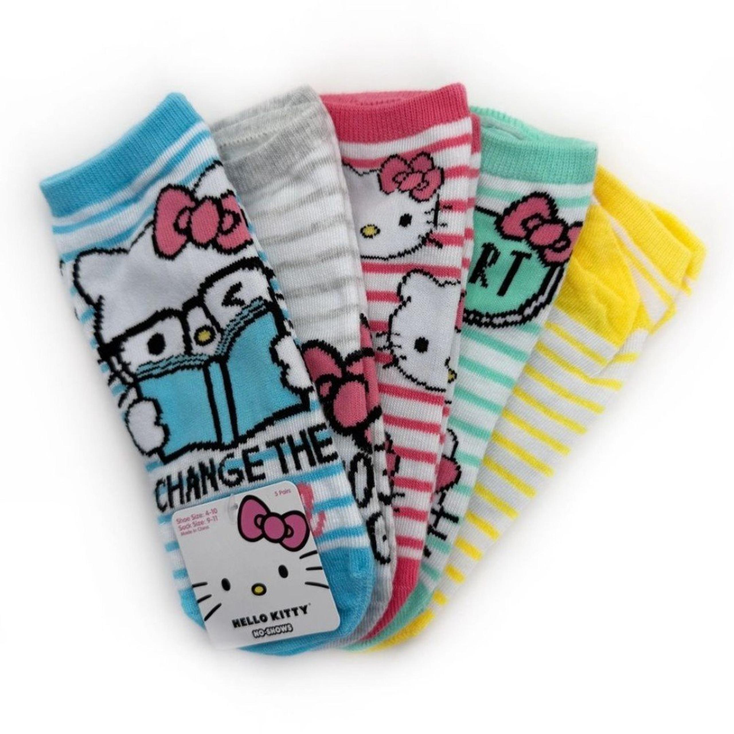 Hello Kitty Womens No Show Socks Sanrio Cute Nerdy Girly Gift Colorful Striped