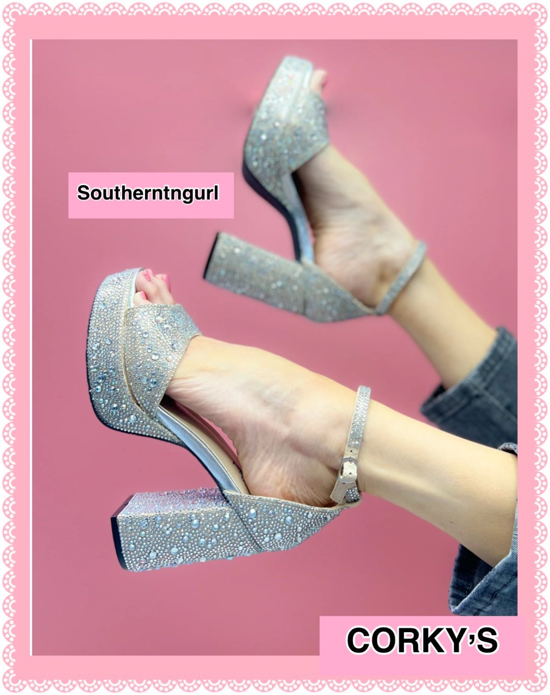 NWT CORKYS “ Ambition “ STUNNING Rhinestone Platform Heels Sandals Platforms
