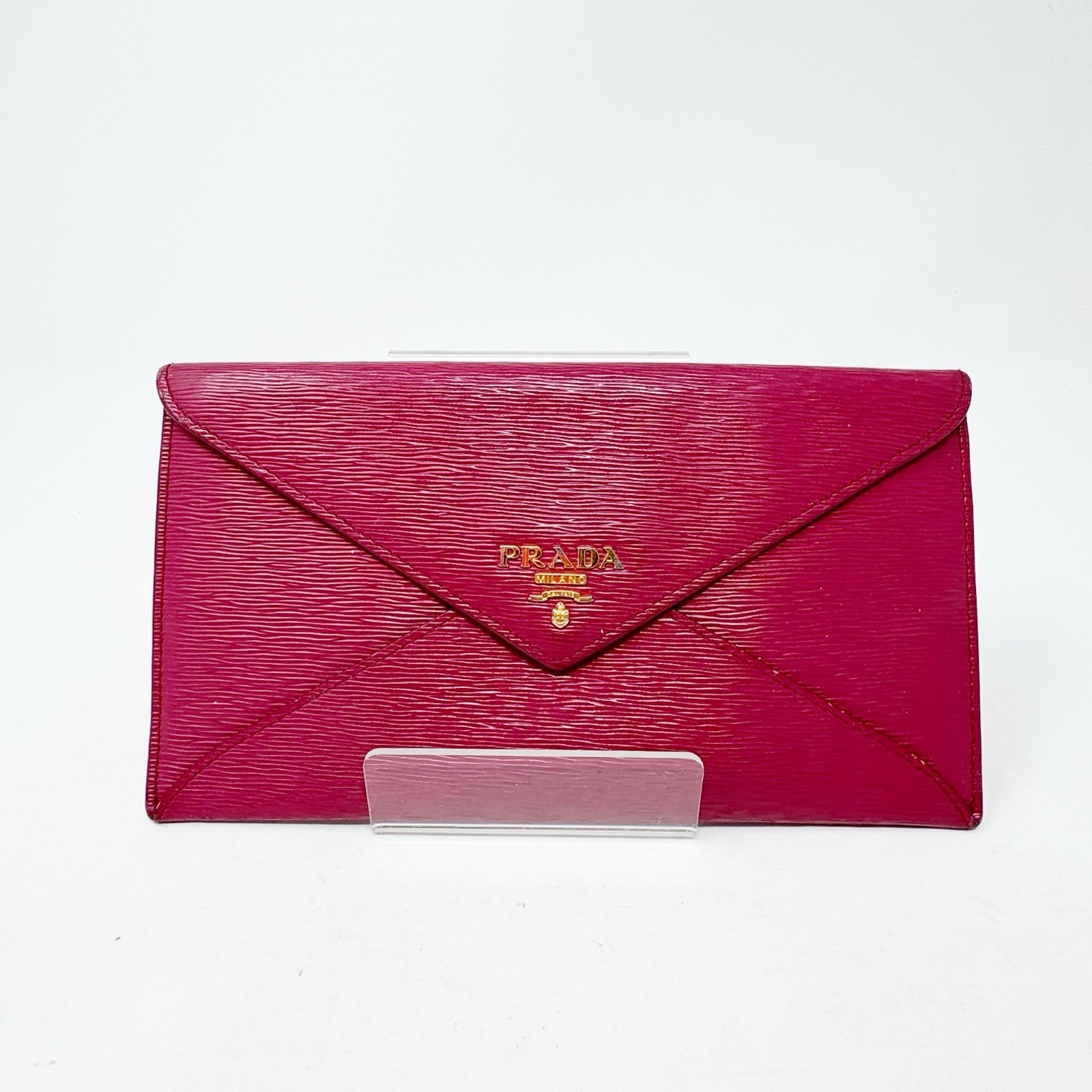 PRADA | AUTHENTIC Fuchsia Pink Envelope Clutch Card Holder Wallet