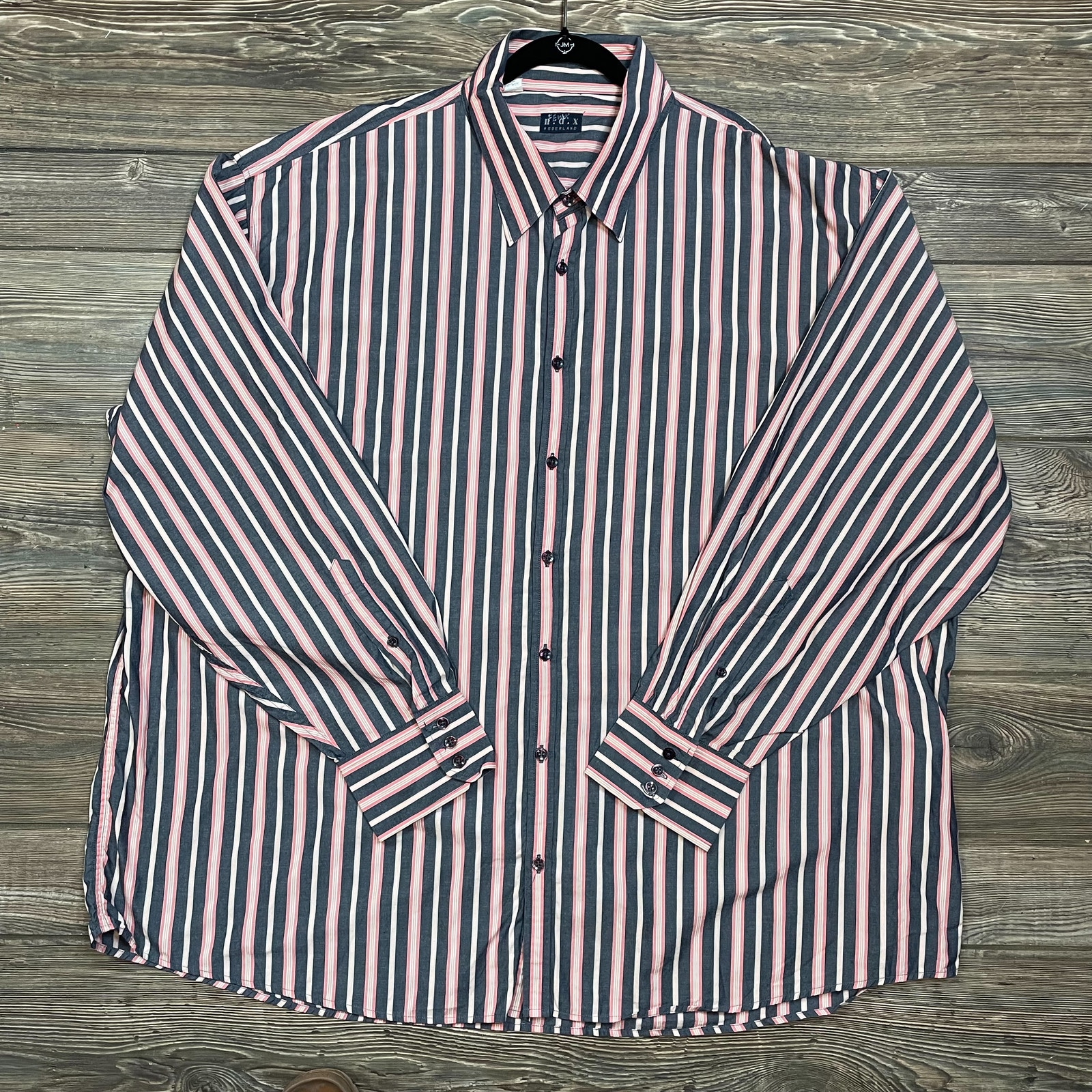 NDX Pink Grey Black Stripe Shirt Button Up LS 100% Cotton 4BX C101867