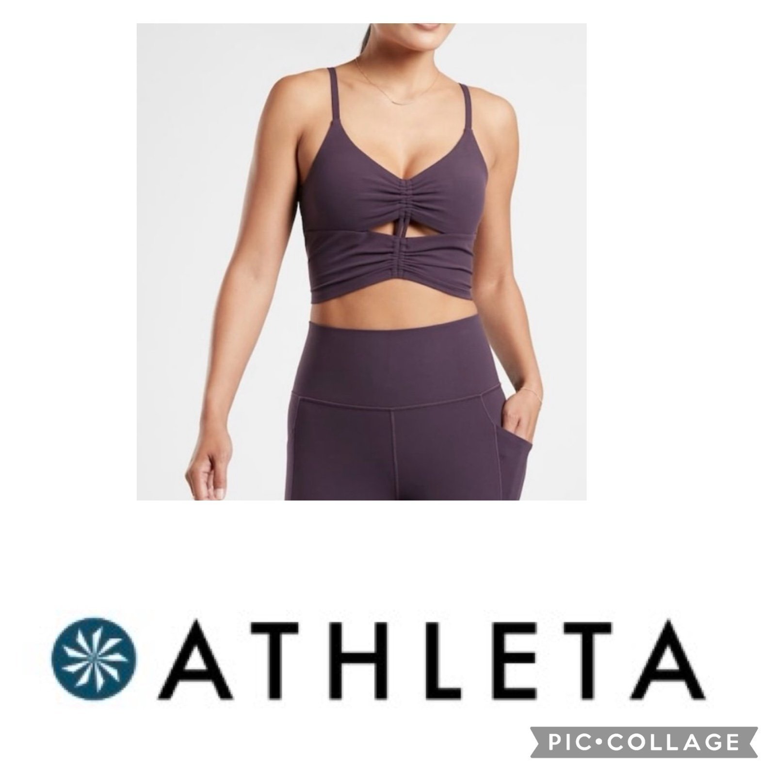 NWT Athleta Women's Small Plum Powervita Cinch Longline Athletic Bra (D-DD)