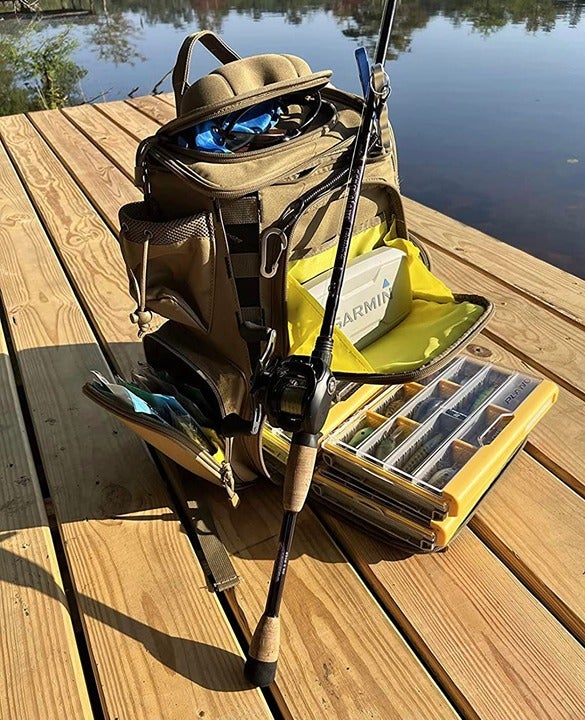 Fishing Tackle Backpack with 4 Trays Large Waterproof Tackle Bag Storage