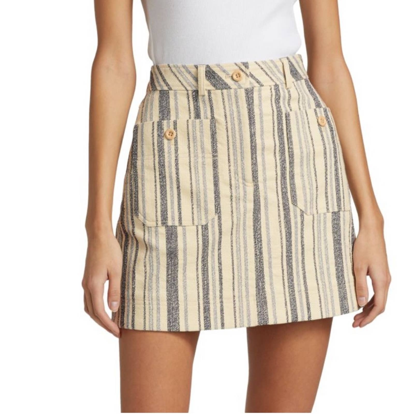 See by Chloe Striped Cotton Canvas Skirt
