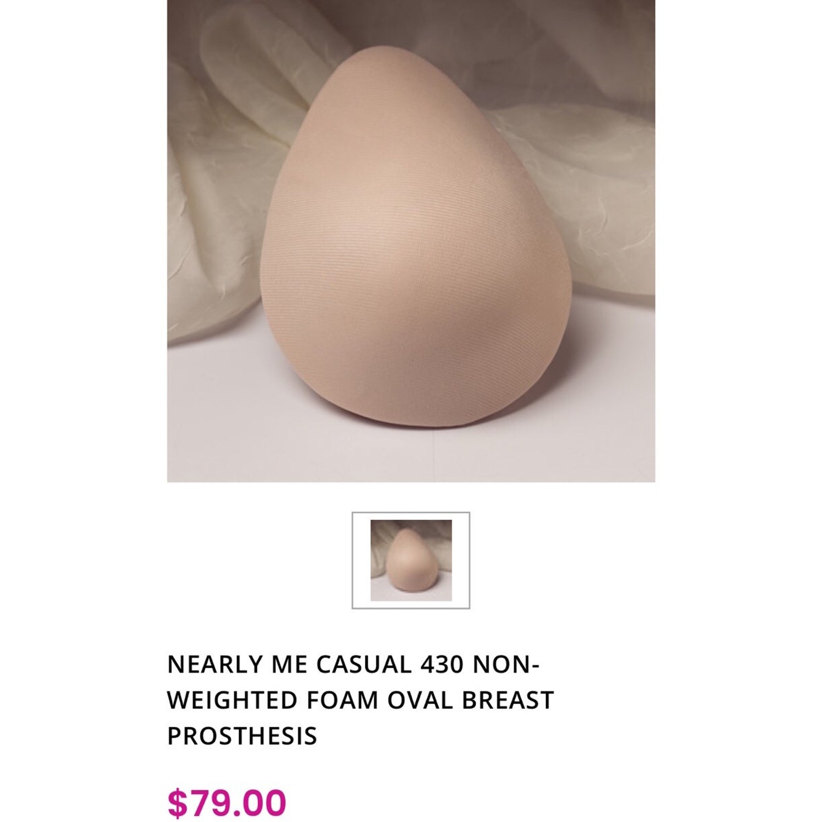 NEARLY ME CASUAL 430 NON-WEIGHTED FOAM OVAL BREAST PROSTHESIS