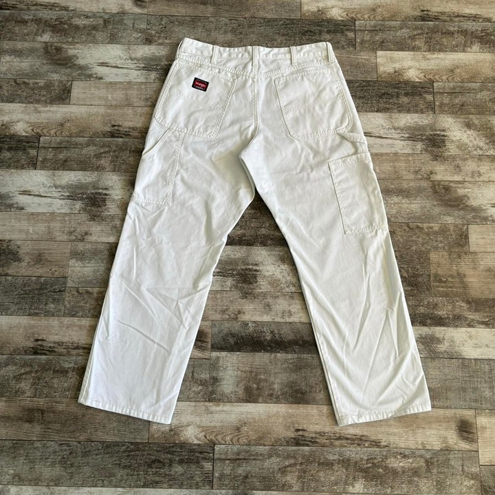 Vintage Y2K White Wrangler Carpenter Work Cargo Pants Size 34 x 30