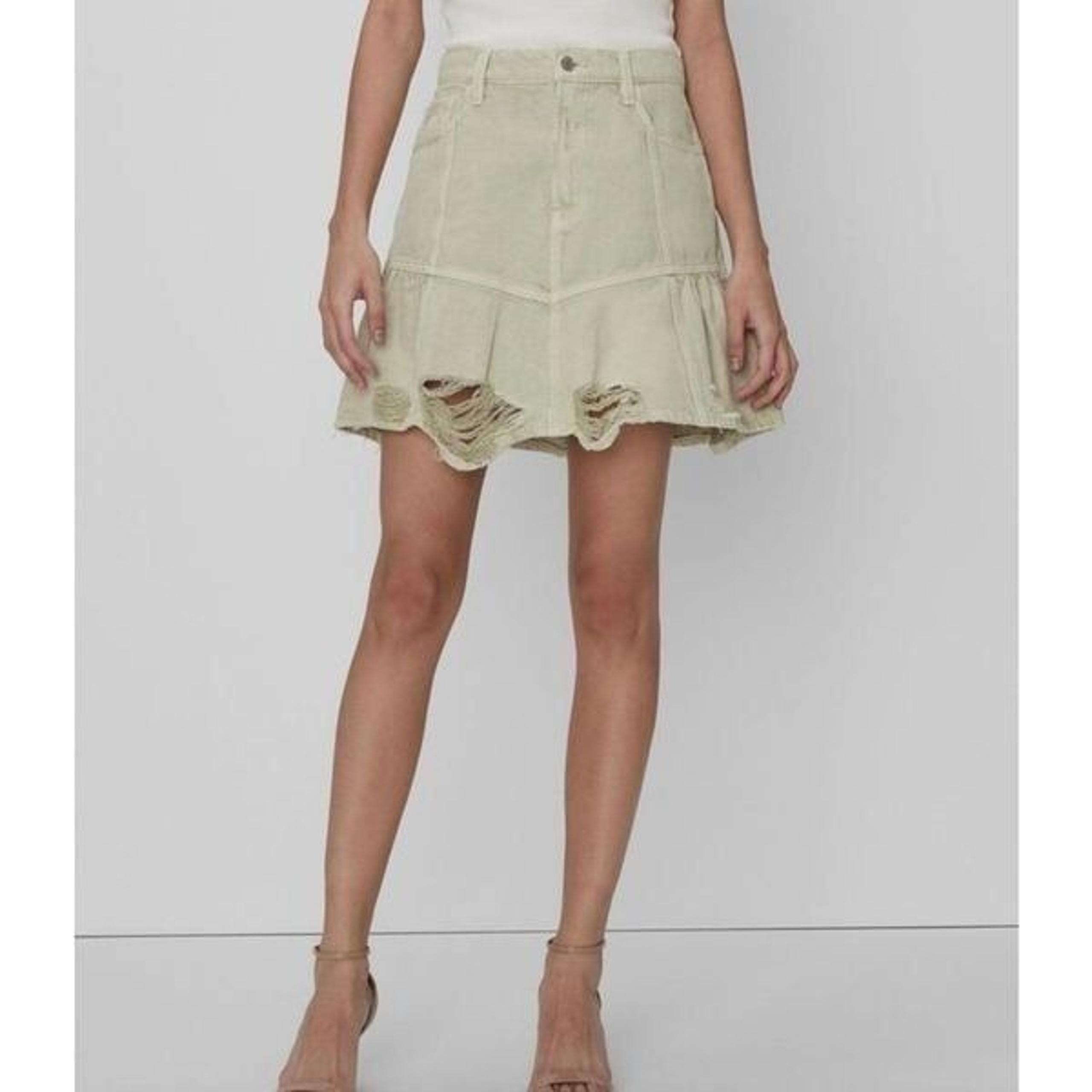 7 For All Mankind Peplum Distressed Denim Skirt in Soft Olive sz 30 NWT SOLD OUT