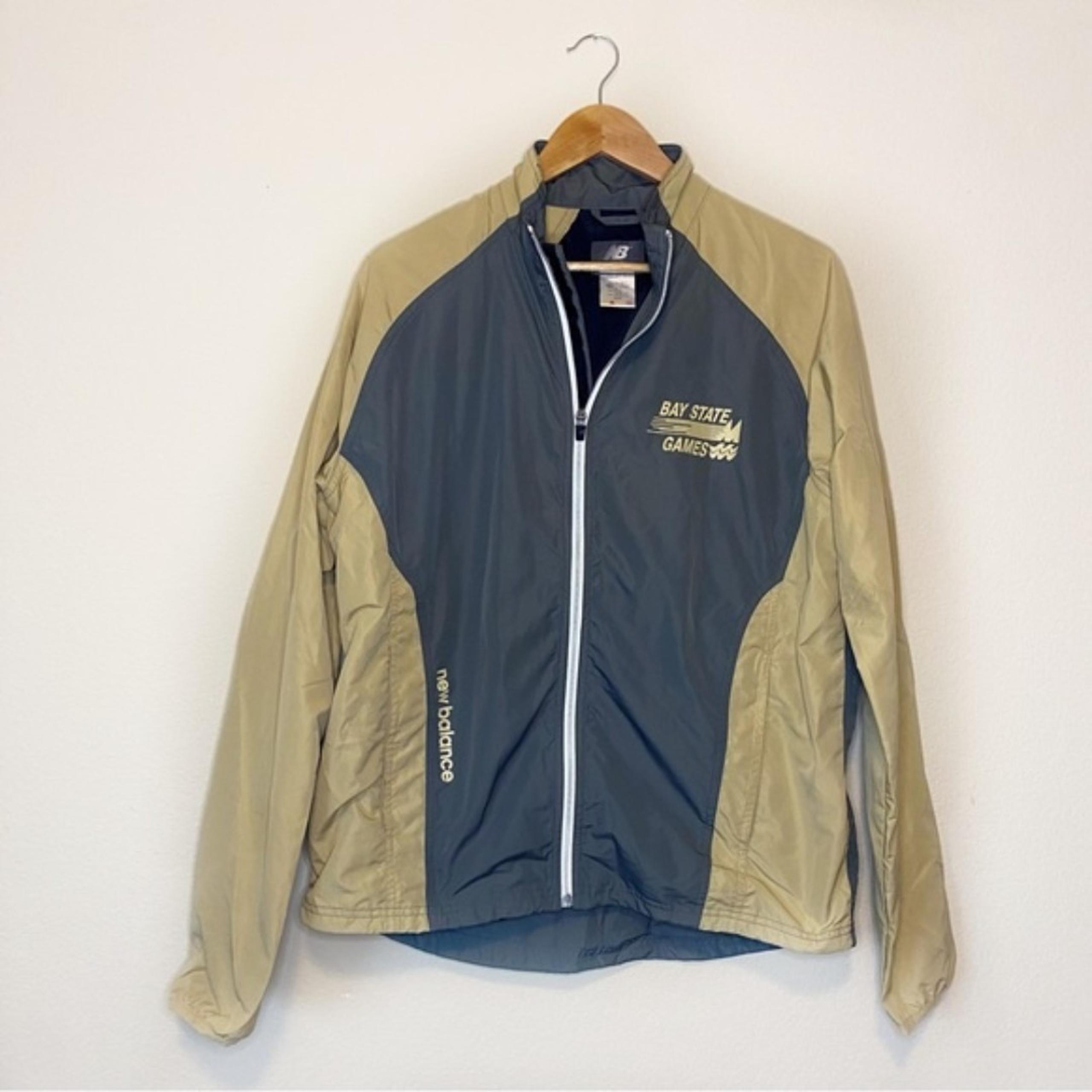 New Balance Gold Grey Bay State Games Windbreaker Jacket Size Medium