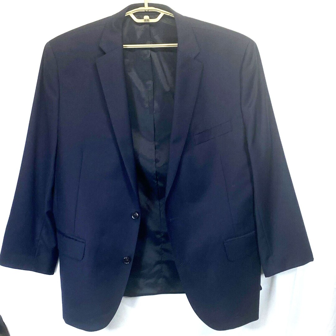 Ralph Lauren Men's 50R Blue 2 Button Wool Pick Stitching Black Label Sport Coat*
