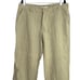 Zara Mens Linen Casual Stripe Straight Leg Relaxed Pants 38 Khaki Green #2247