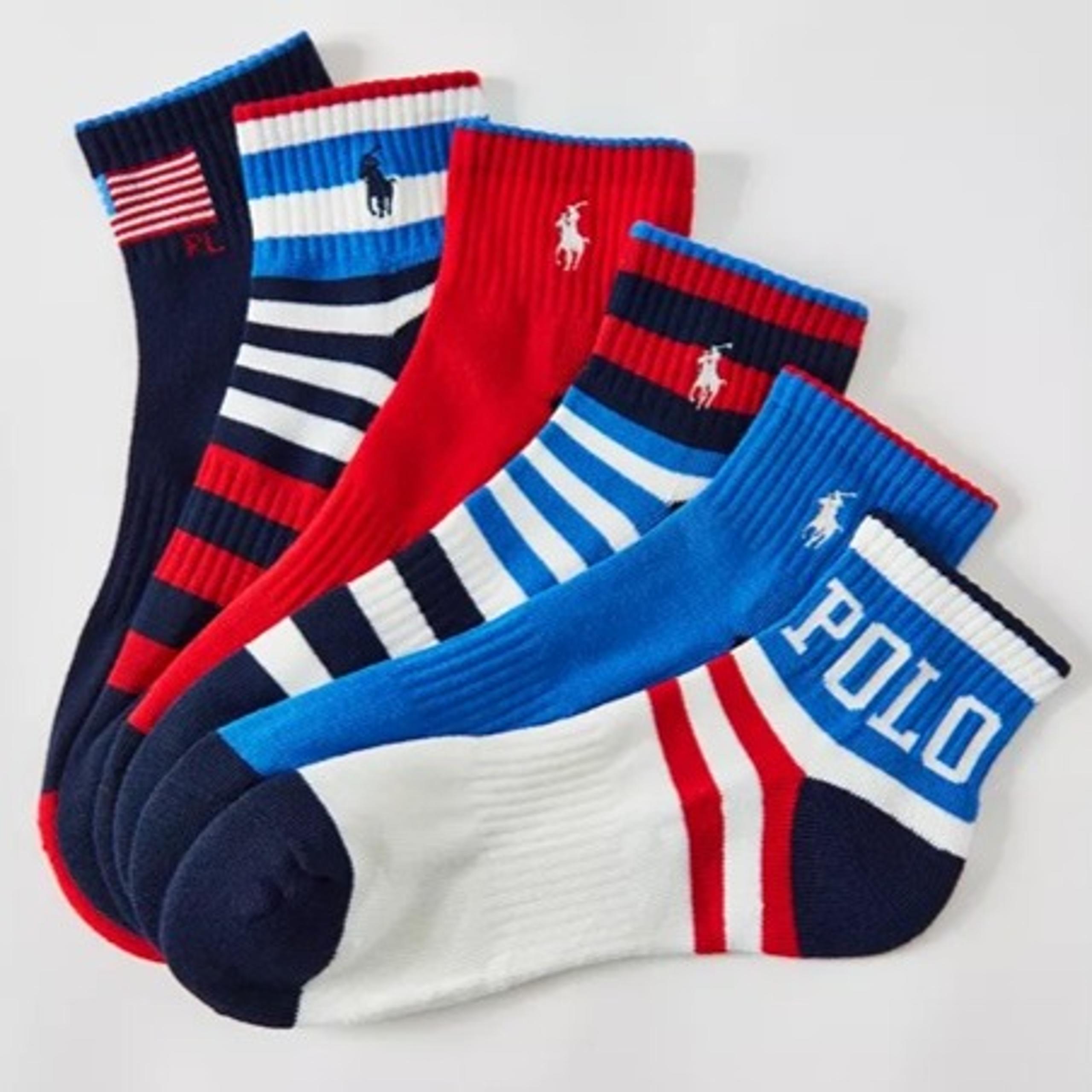 Polo Ralph Lauren Men's USA Quarter Sock 6-Pack, One Size, Color: Assorted