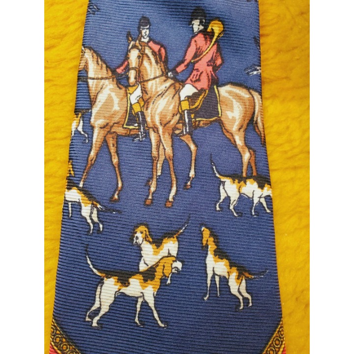1970s VINTAGE POLO RALPH LAUREN ~ BRITCHES ~FOX HUNT & HOUNDS ~ SILK TIE ~ 57