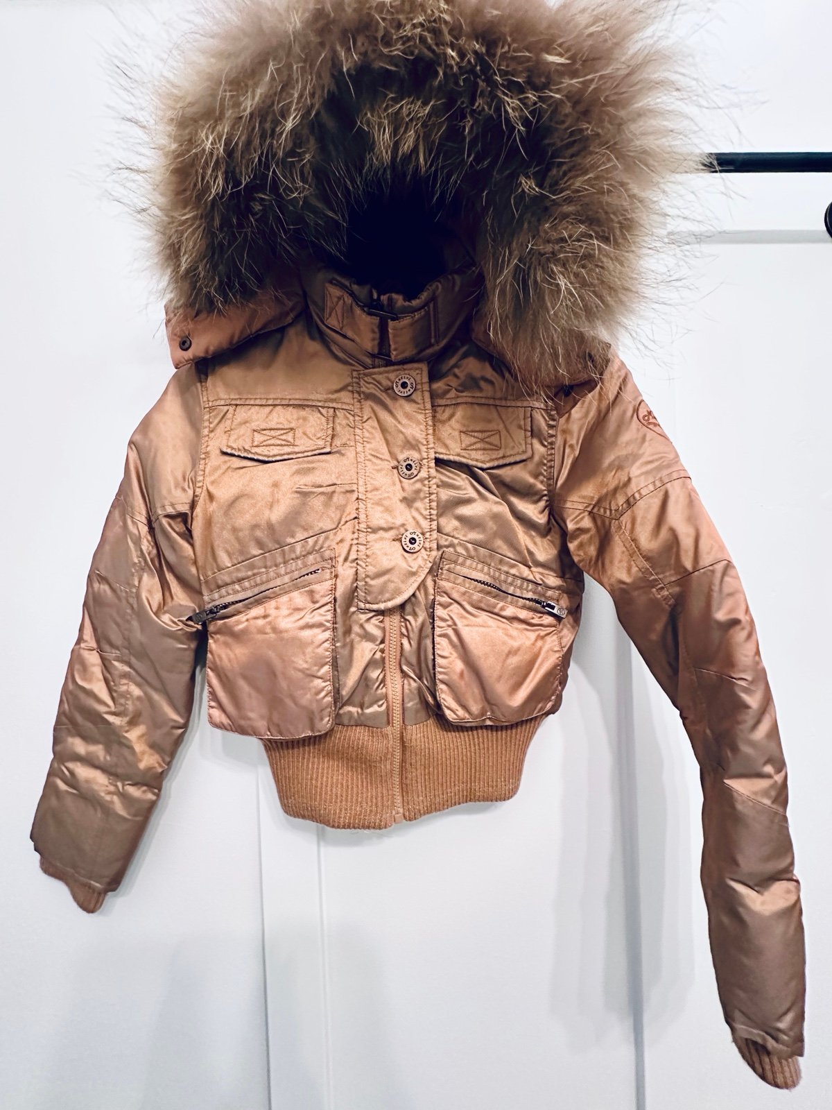 Motivi Metallic Crop Puffer Jacket | Women US 0 | Good Condition