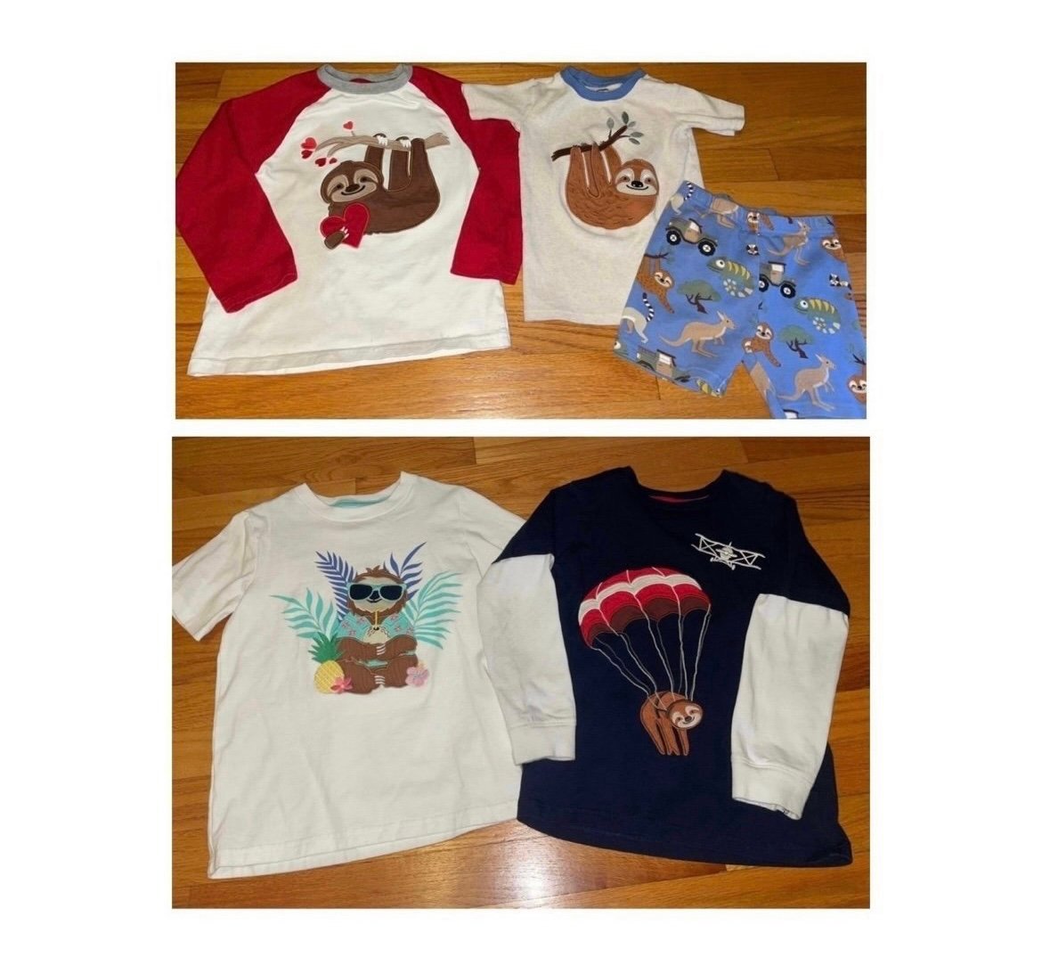 Kids Embroidered Sloth Shirts & Pajama Size 6
