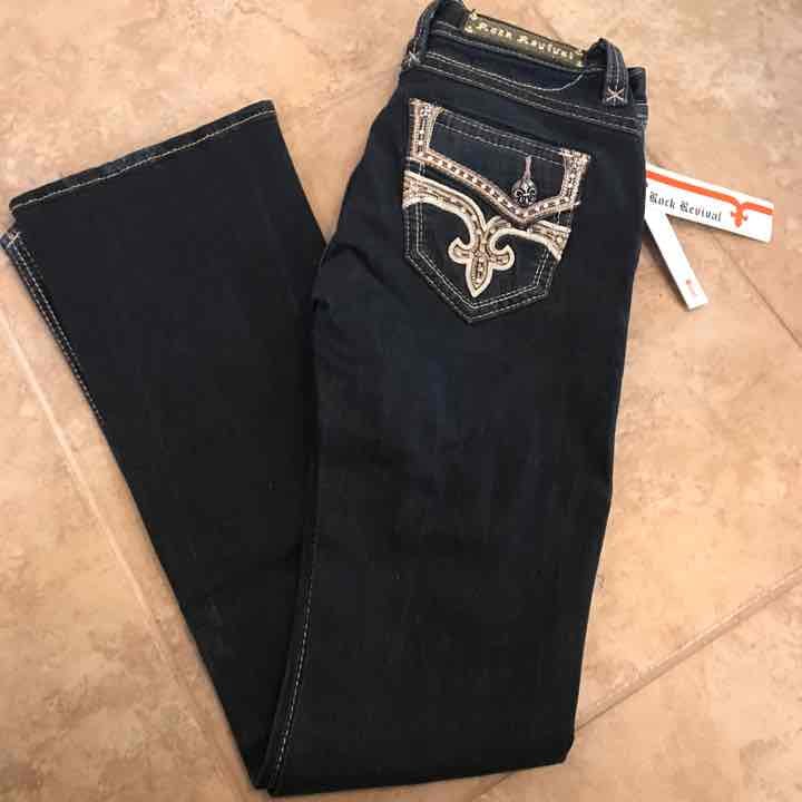 NWT ROCK REVIVAL BOOT CUT JEANS SIZE 27