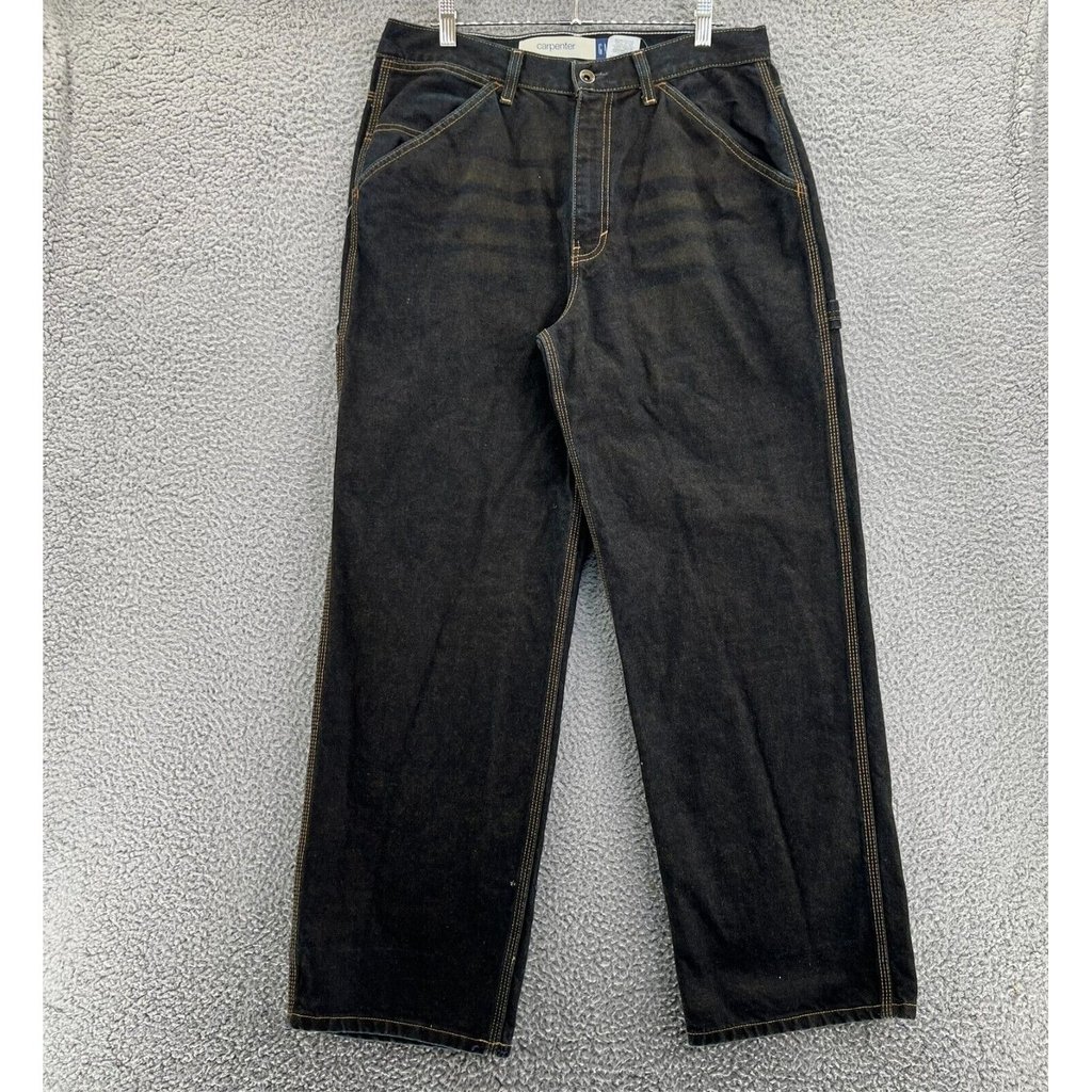 Vintage GAP CARPENTER Jean Men 34x30 Baggy Straight Leg Dark Blue Denim USA READ
