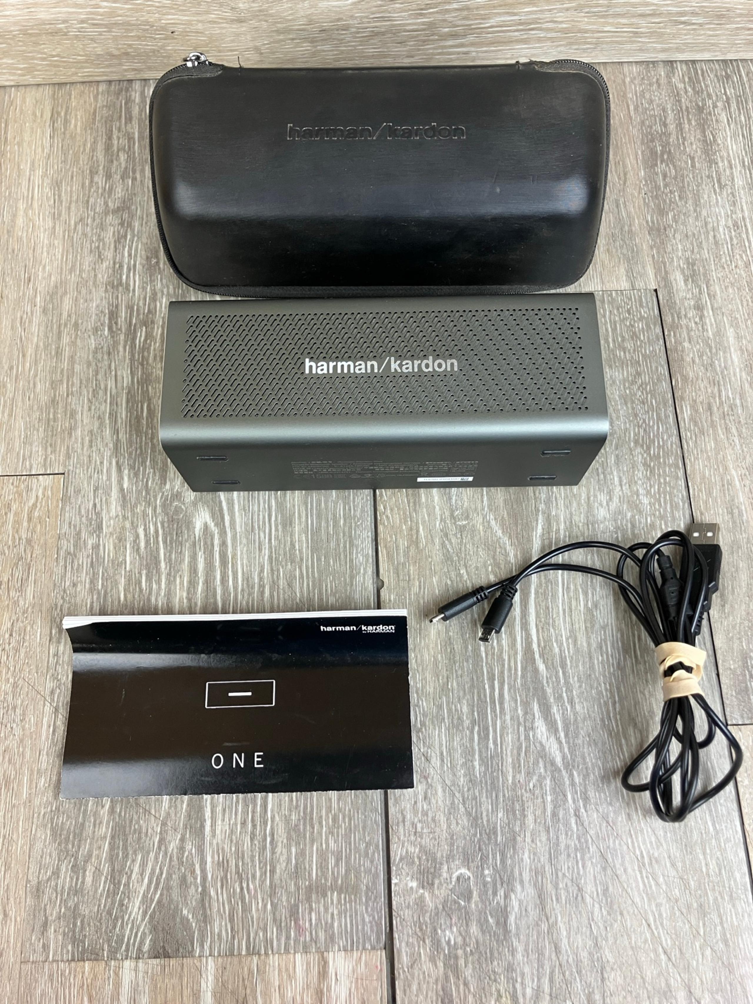 Harman Kardon One Blue Tooth Portable Speaker With Case Tested Works.