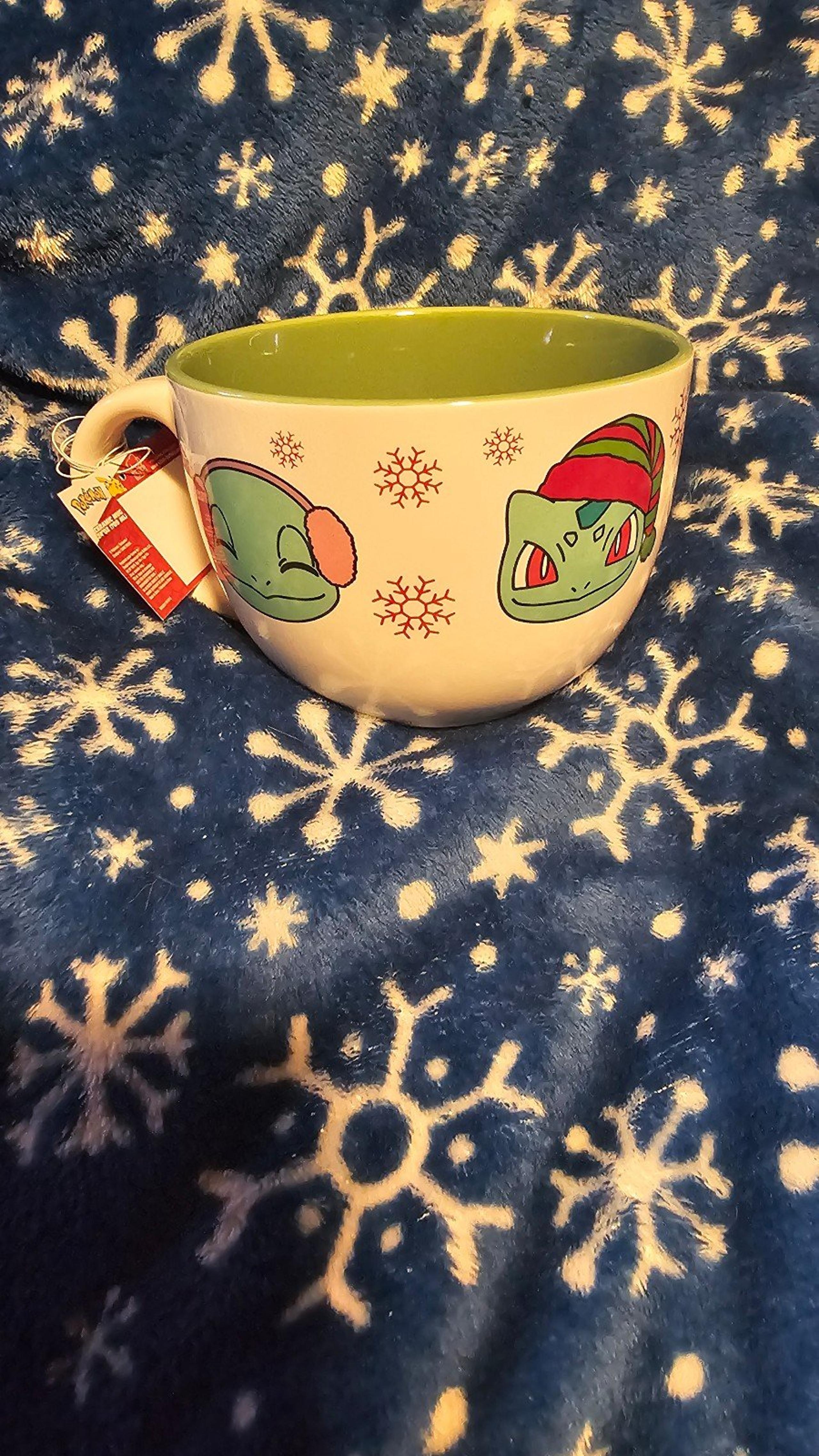 Sleigh Bell Bistro Pokemon Oversized Mug Holiday Christmas White Green 24oz NWT