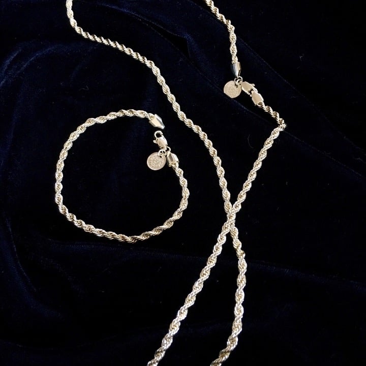 18K GOLD ROPE CHAIN BRACELET ITALY