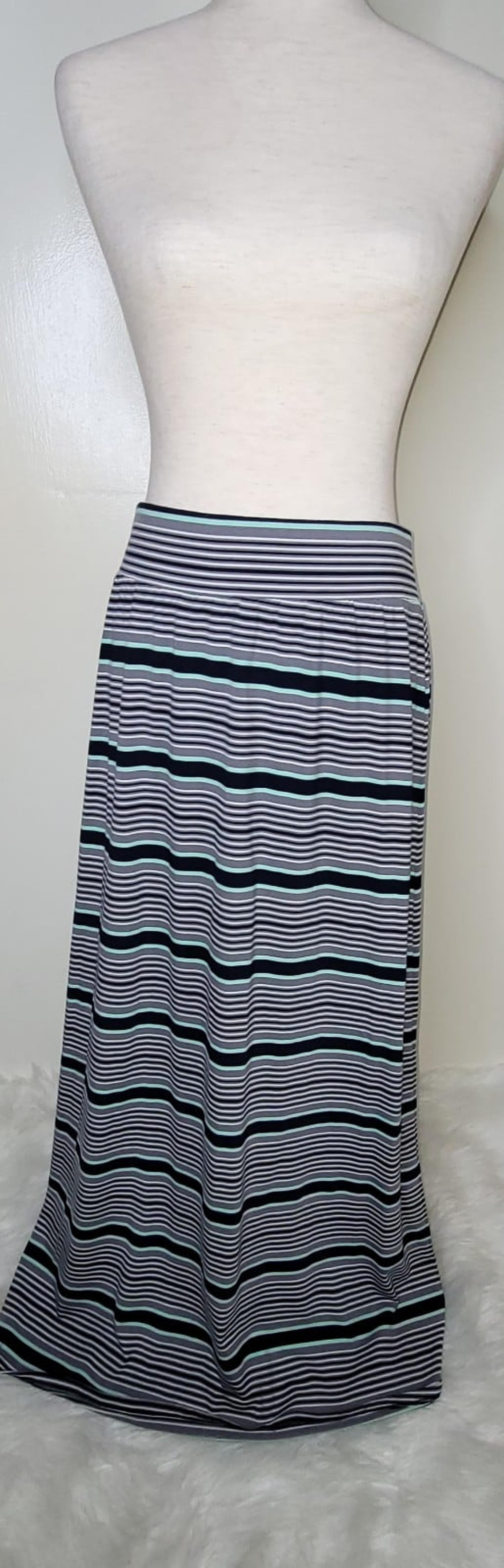 GAP Factory Navy/Grey/White/Green Striped Maxi small