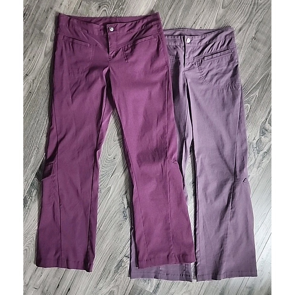 2 Women's Athleta 2 Low Rise Dipper Burgundy Purple Cargo Pants Travel