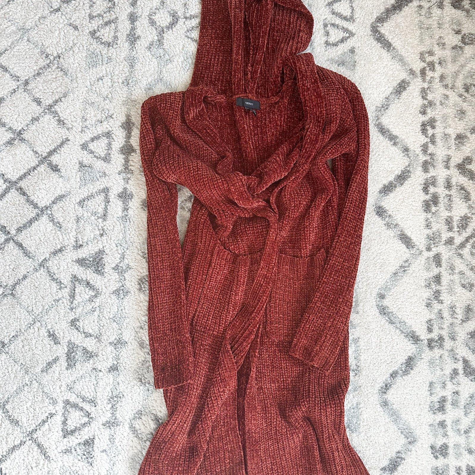 Forever 21 Rust Long Cardigan Open Sweater