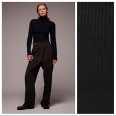 NWT. Zara Black Shoulder Pad Ribbed Knit Sweater. Size L.