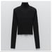 NWT. Zara Black Shoulder Pad Ribbed Knit Sweater. Size L.