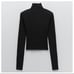 NWT. Zara Black Shoulder Pad Ribbed Knit Sweater. Size L.