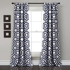 *CLEARANCE* Lush Decor 2-pack Octagon Blocks Room Darkening Curtains Blue 7017