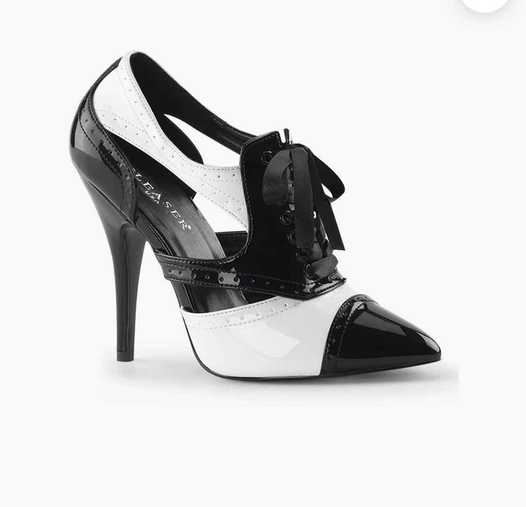 Pleaser Seduce-458 Black and White Oxford Stilettos