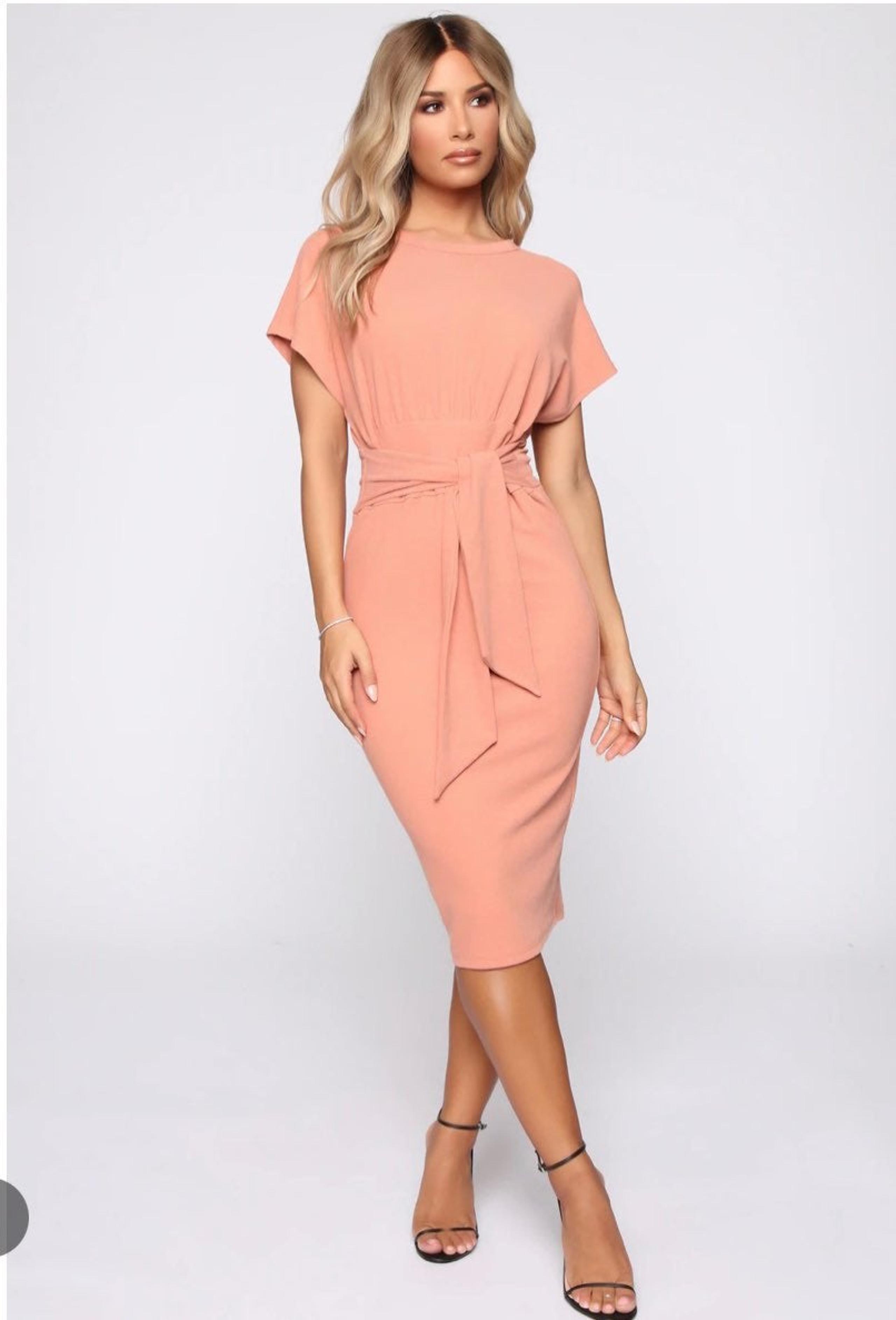 Tied To The Scene Ribbed Midi Dress- Dusty Orange