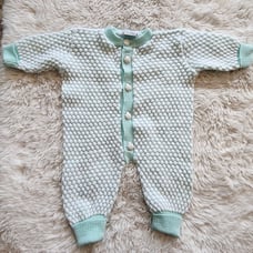 Knitted Once Upon a Time One Piece Outfit Ladybug Buttons Girls Boys Romper Teal