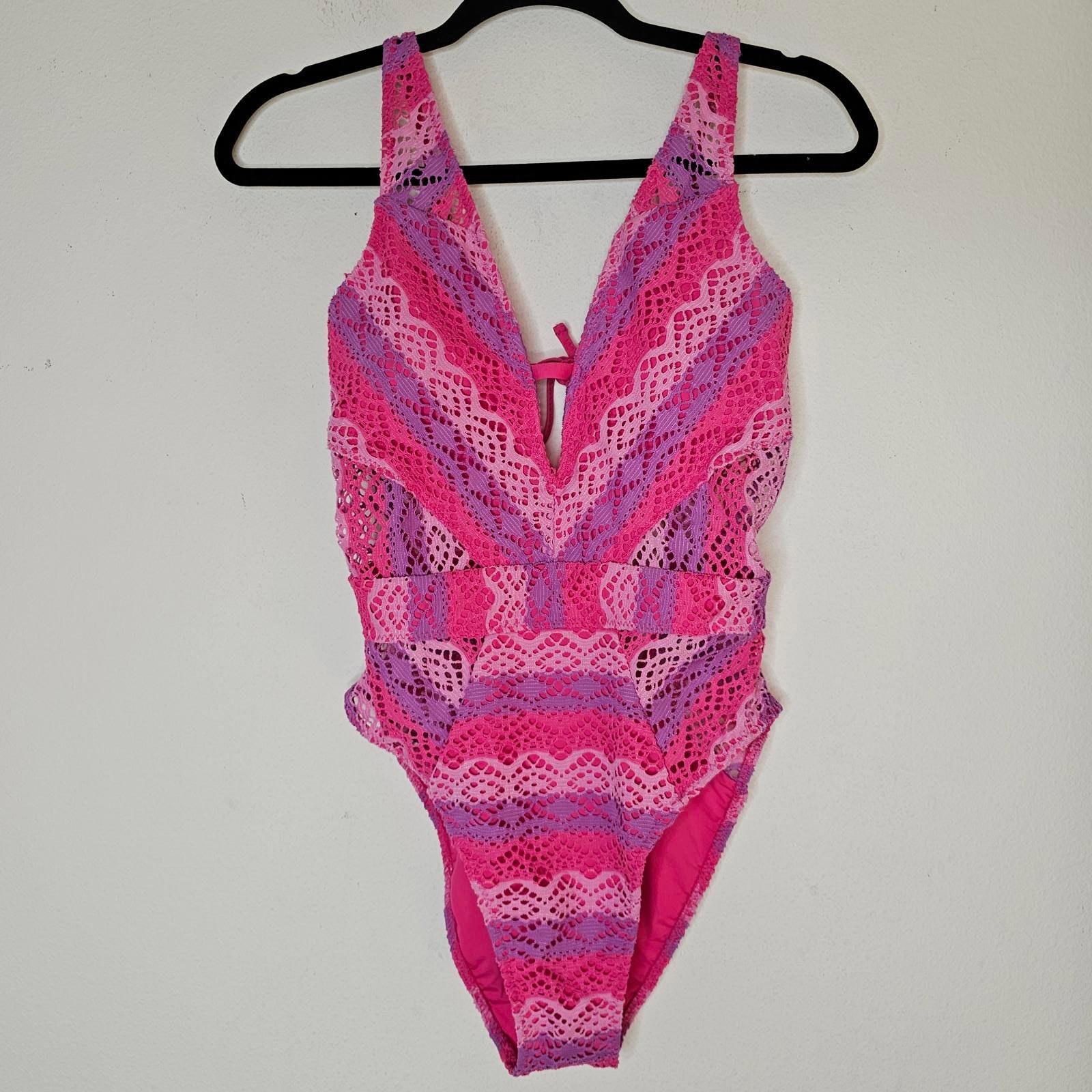 NWT Becca Women's Pink/Purple One-Piece Swimsuit Size Medium