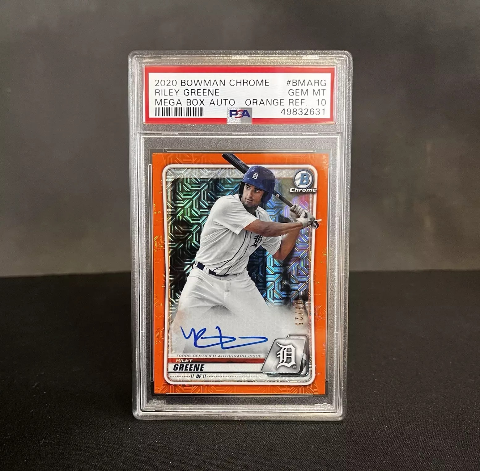 Riley Greene Auto 03/25 PSA 10 2020 Bowman Chrome Mega Box Orange Refractor