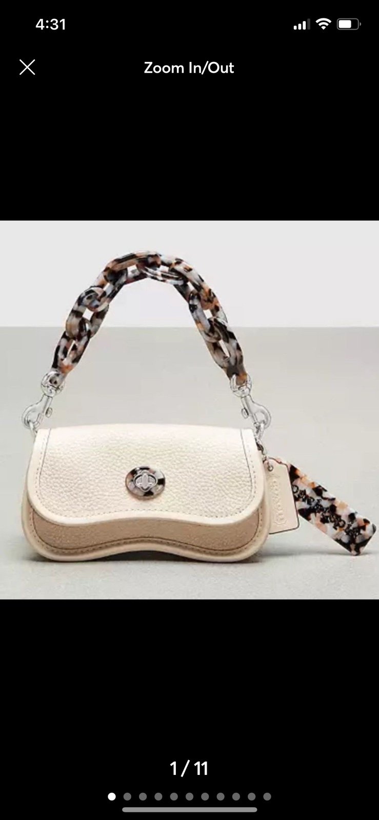 Coachtopia Mini Wavy Dinky Bag New 2024 COACH cream crossbody handbag cloud